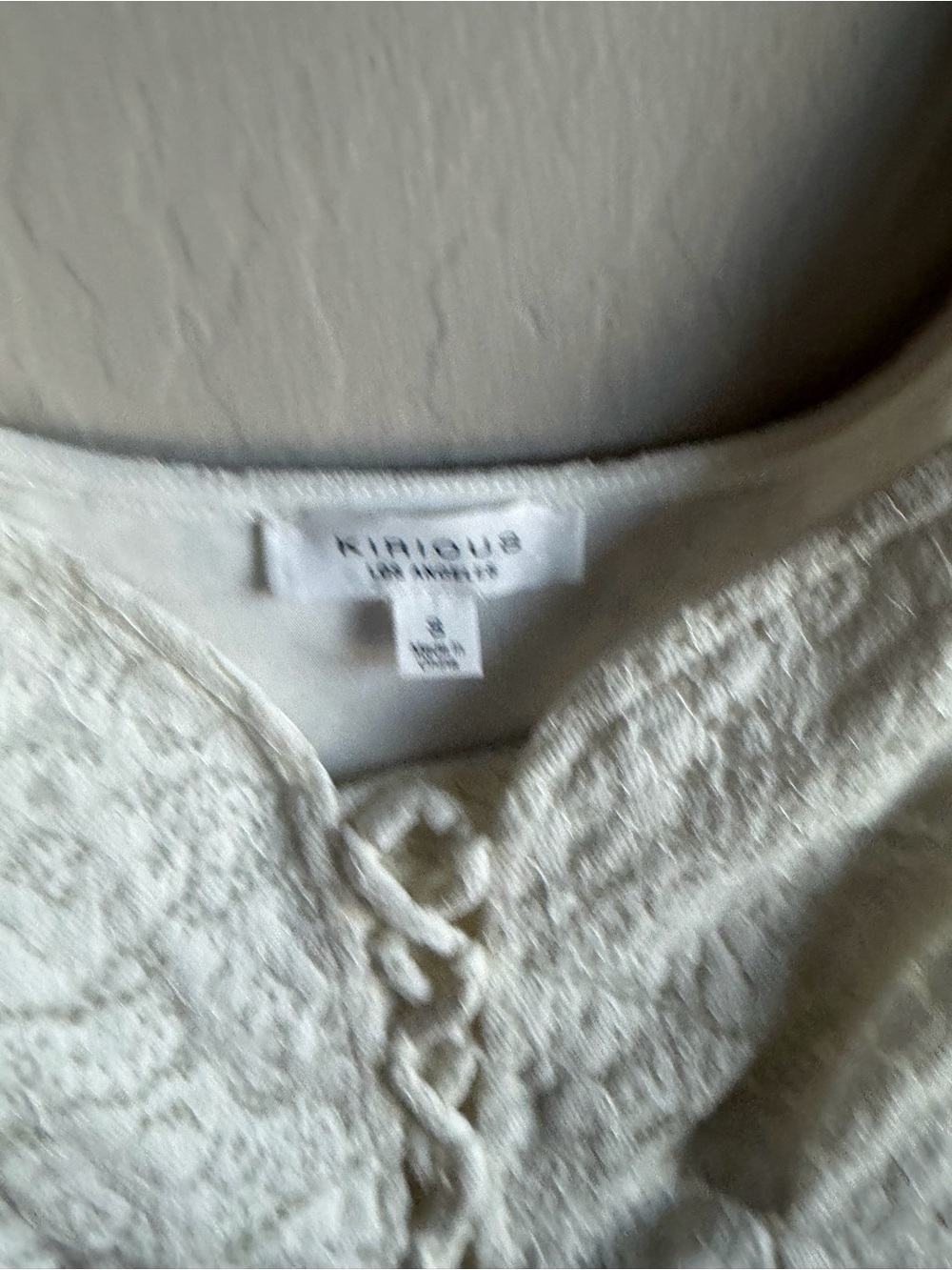 Kirious Women’s Lace Front Tie Ivory Crop Top Size M Boho Cottagecore Coquette - Picture 4 of 5